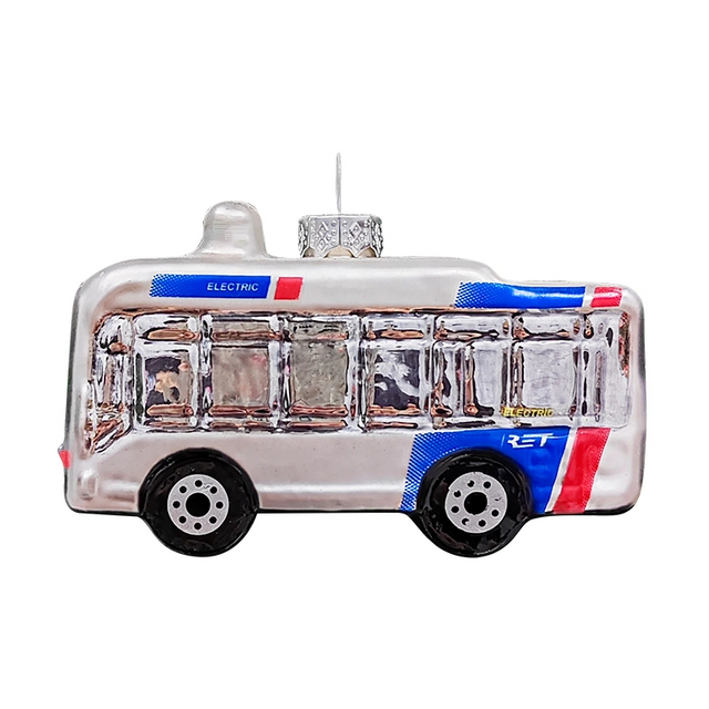 Customized Glass Blown Bus Design for Christmas Tree Decoration