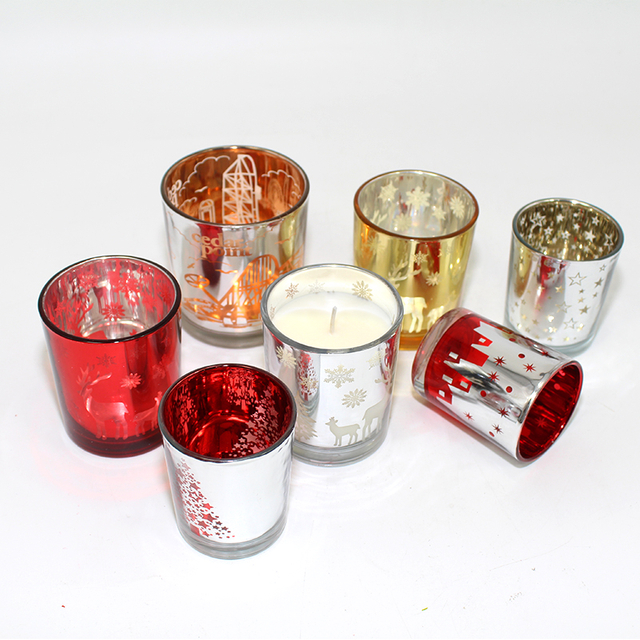 Multicolor empty glass candle jars luxury glass candle holders for Candle Making