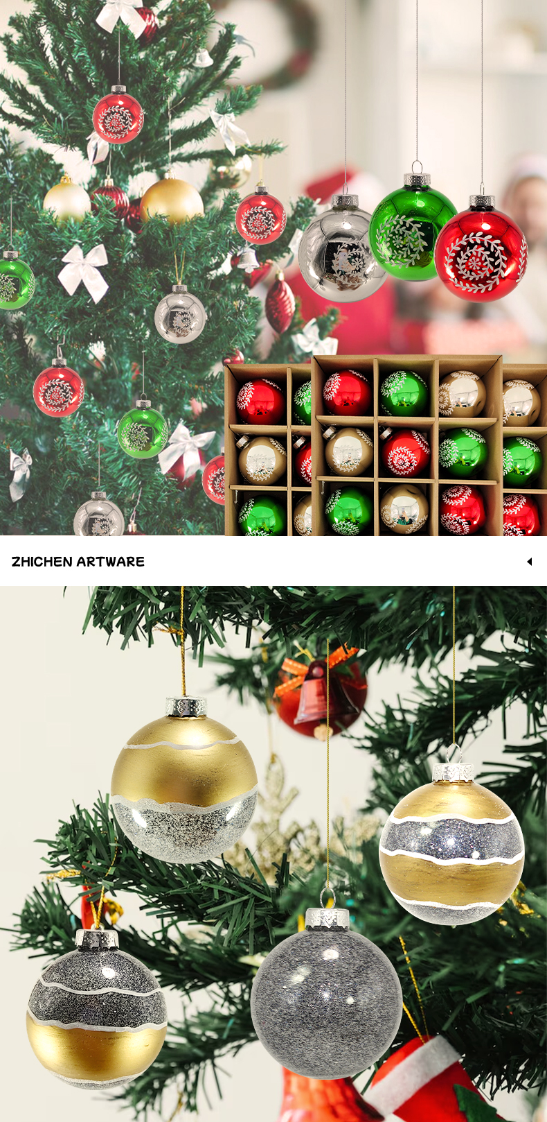 Printed Christmas Glass Balls Decoration