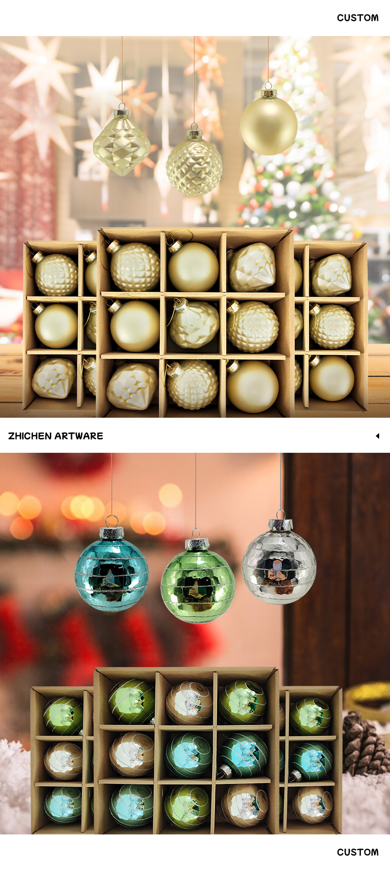 Printed Christmas Glass Balls Decoration